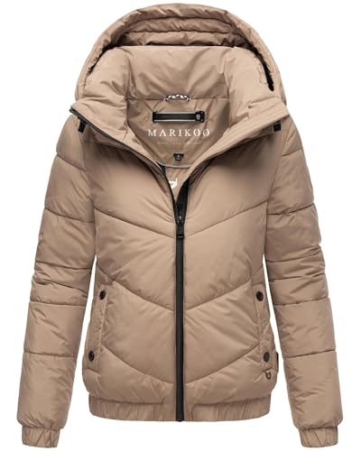 MARIKOO Damen Winterjacke (XS-XXL) - Abnehmbare Kapuze, hoher Kragen, 4...