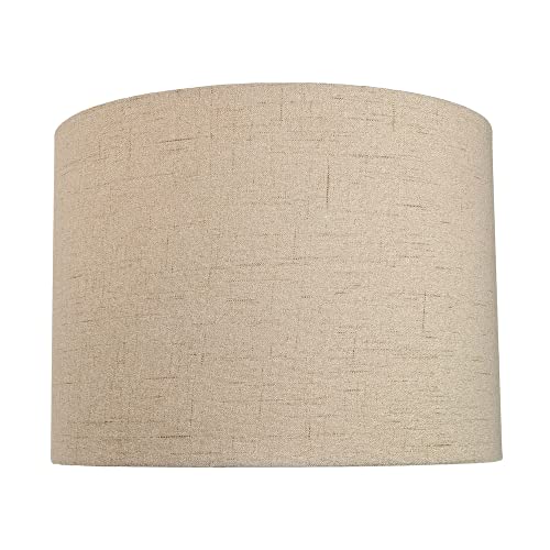 Moderna y elegante pantalla de lámpara de tambor de tela de lino de 10 "con textura de color topo 60w máx. por Happy Homewares Cover