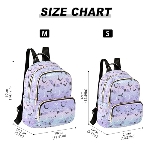 Image of Mini Backpack Purple Bat Moon Fashion Backpack Purse for Women,Handbag Shoulder Bag Casual Daypack, Ladies Gift for College Work (S)