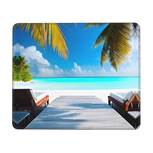 Tapis de souris de jeu Maldives Vacances - Lavable - Antidérapant - Caoutchouc épais - Pour le bureau et la maison - 25,4 x 30,5 cm