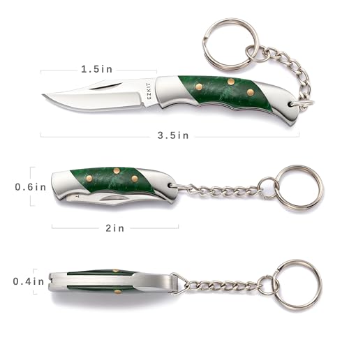 Image of Folding Pocket Knife with 1.5in Stainless Blade and Green Acrylic Handle, 3.5in Total Length, Compact EDC Gear