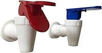 Wasserkühler-Wasserhahn, 2 Stück, Kunststoff-Wasserkühler-Zapfen, wiederverwendbarer Auslauf, auslaufsicher, Wasser-Getränkehebel, Ausgießventil, Wassertopf, Wasserhahn, Blau und Rot (rote