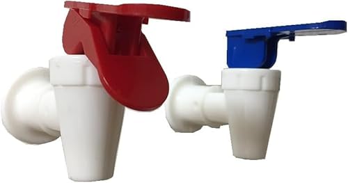 Wasserkühler-Wasserhahn, 2 Stück, Kunststoff-Wasserkühler-Zapfen, wiederverwendbarer Auslauf, auslaufsicher, Wasser-Getränkehebel, Ausgießventil, Wassertopf, Wasserhahn, Blau und Rot (rote