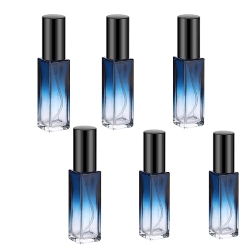 Weenwill Perfume Recargable,6 Piezas Atomizador Perfume de Vidrio 10ml Botella de Perfume Portátil Recargable Contenedor de Perfume de Viaje para Viaje Hombres y Mujeres (Azul Degradado)
