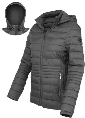 Women's Lightweight Puffer Jacket Quilted Winter Coats with Detachable Hood
