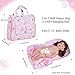 BABESIDE 10 Pcs Baby Doll Diaper Bag Set, Reborn Baby Doll Accessories Set with 2-in-1 Diaper Bag Changing Pad and Baby Dolls Bath Set for Kids Pretend Play Toys, Pink
