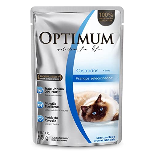 Ração Úmida Optimum Sachê Frango para Gatos Adultos Castrados - 85g