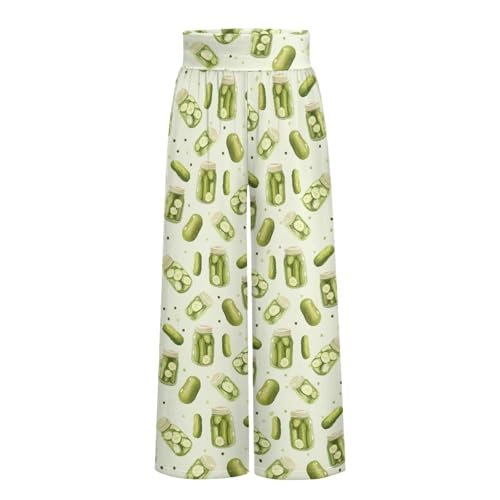 Wide Leg Trouser Pants for Women Elastic High Waisted Trousers with Pockets Casual Palazzo Pants