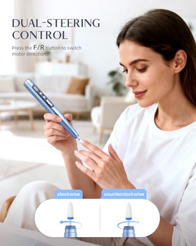 JOREST Nagelfrees, draagbare elektrische nagelvijl, professionele voetpedicure, 35.000 omw/min, semi-permanente nagelset, gelwederopbouw, nagelverzorging thuis of in de salon, aquablauw - Afbeelding 6