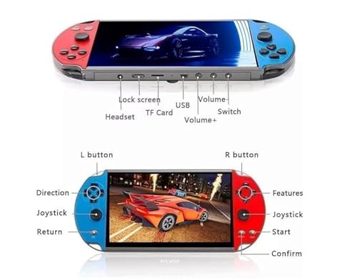Image of POWERNRI X7 Handheld Game Console with 10000+ Built-in Retro Games, Portable PSP Style Gaming Device, 8GB Memory, MP5 Multimedia Player for Kids & Adults