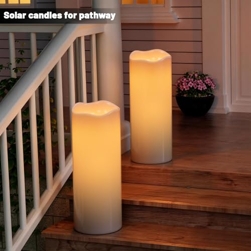 Image of Wondise Large Solar Candles Outdoor Waterproof 5 inchx12 inch, Dusk to Dawn