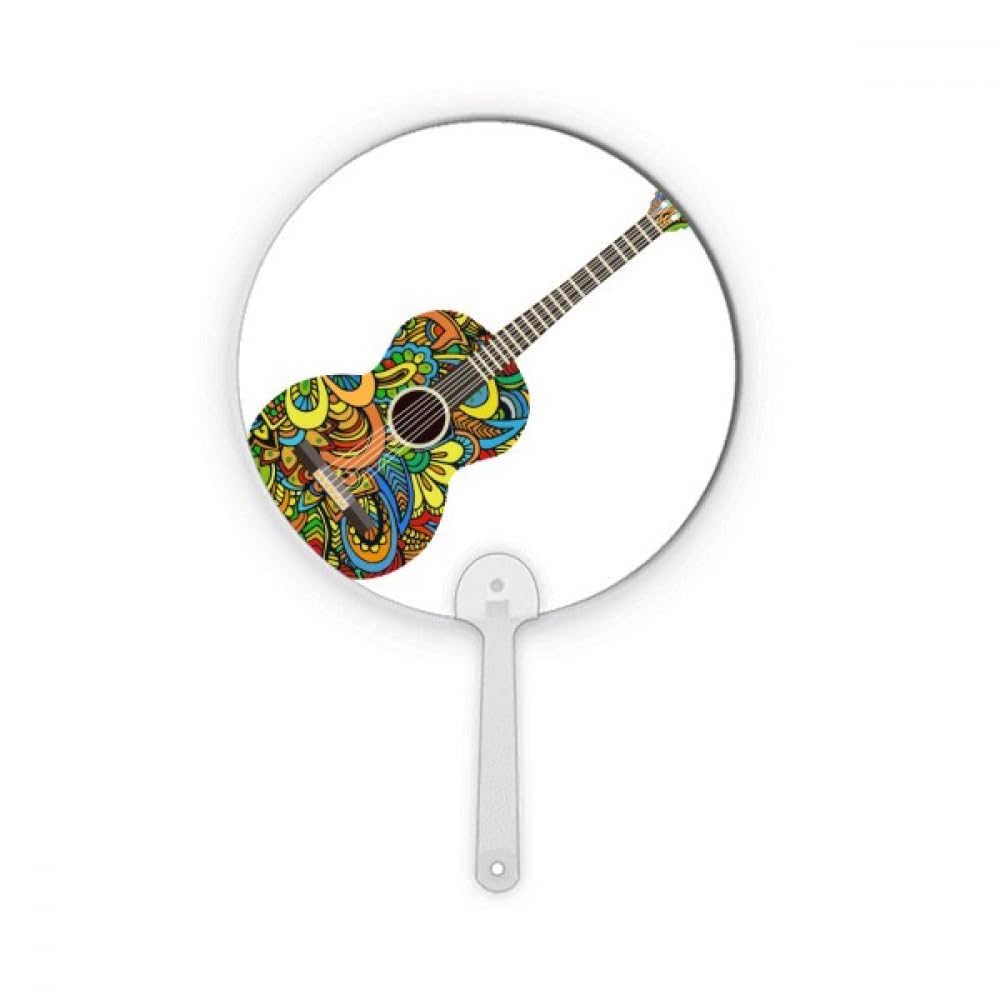Guitare motif de qualité supérieure sur éventail rond rigide en plastique