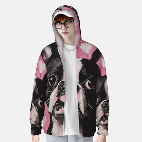 UPF 50+ Sun Protection Hoodie Long Sleeve Boston Terrier Dog Sun Shirt Rash Guard Fishing Shirts for Men4