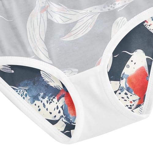 Watercolor Dark Blue Red Fish Girls Underwear, Toddler Panties, Cotton Underwear Girls, 2–8 Years4