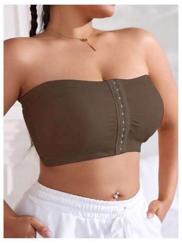 Image of MakeMeChic Women's Plus Size Strapless Bras Front Closure Half Push Up Bra Bandeau Wireless Bralette for Large Bust