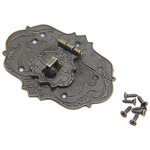 Image of 2Pcs Latch Hasp Antique Brass Decorative Hasp Jewelry Wooden Box Hasp Latch Lock with Screws for Drawer Cabinet Jewelry Wooden Case Box Antique Bronze Lock,76x57mm