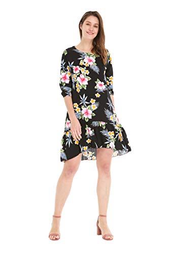 Image of Family Matching Hawaiian Clothes, Hibiscus Black | Black Hibiscus Print • Soft Rayon Fabric • Family Matching Outfits • Vacation Ready • Luau Party Wear