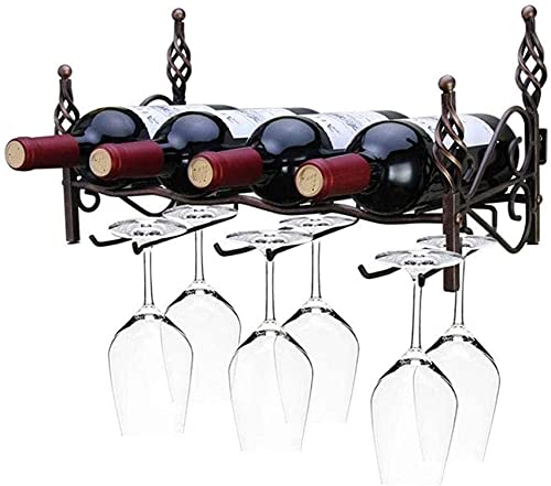 Rack de vin mural détachable pour 4 bouteilles et 4 verres LWX