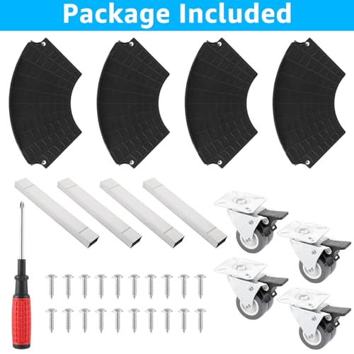 FWEEK Pflanzenroller Rund Ø 40-48cm Tragkraft 200 KG, Blumenroller Einstellbar Pflanzenroller Außenbereich Innenbereich mit 360 ° Drehbare Rädern, Schwarz Rollbrett Pflanzen für Hausgarten Blumentopf