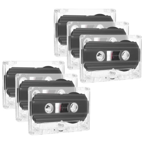 DOITOOL 6 Pièces Cassettes Audio Lot de Enregistrables pour Enregistreurs avec Boîtier Transparent pour Conférences et Mémos Personnels