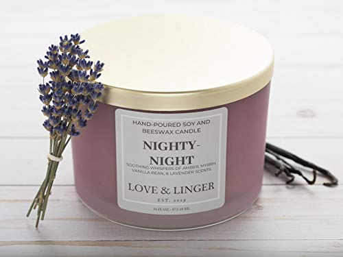 Love & Linger LLNIG Lavender Candle | Sleep Candle | Aromatherapy Candle | Luxury Soy & Beeswax Candles For Home | 16 Oz. Large Jar 3 Wick Candle thumb #4