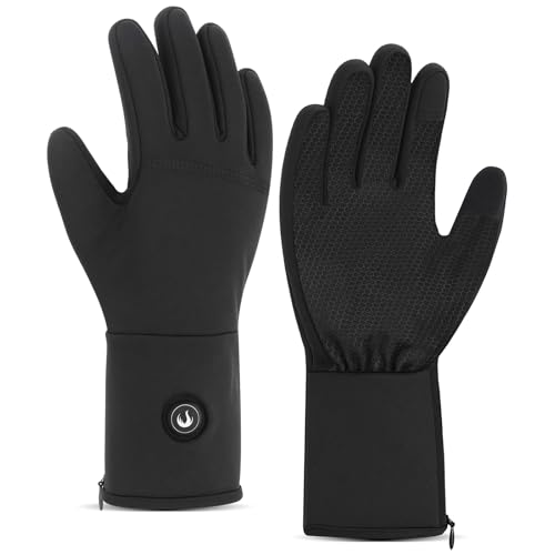 CUEHEAT Heated Glove Liners, Flexible Ultrathin, Touchscreen, 7.4V Rechargeable Battery Electric Heating Thin Gloves (2nd gen-Black, Medium)