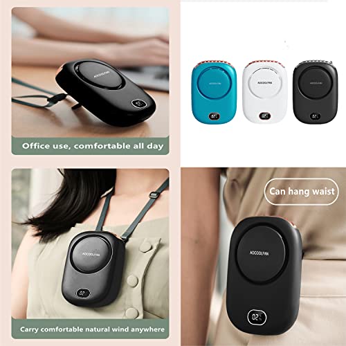 Image of AOCOOLFAN Portable Neck Fan, Mini Small Personal Handheld Fan USB Rechargeable 3 Speed for Girls Boys Woman Eyelash Travel Home Office Outdoor (Black)