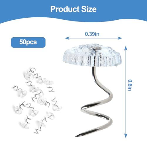 50Pcs Bed Skirt Pins, 10mm Clear Head Twist Pins for Sofa Covers, Upholstery, & Fabric – No-Slip Furniture Fasteners for Sheets, Car Interiors, Garage Insulation