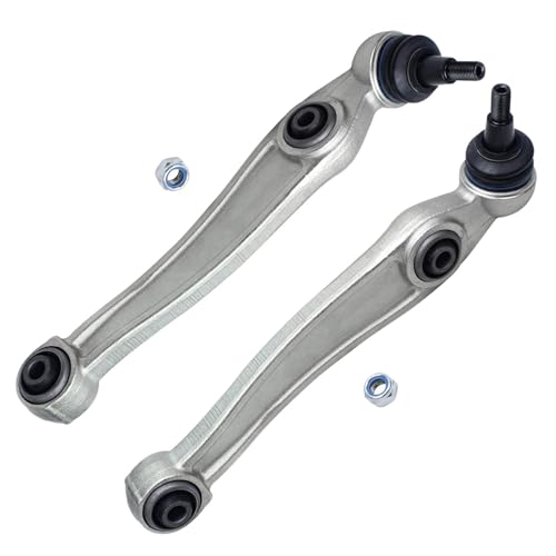 Image of Detroit Axle - 8pc Front End Kit for 2007-2013 BMW X5 2008-2014 X6, 2 Lower Rearward Control Arms with Ball Joint 4 Inner Outer Tie Rods 2 Boots 2009 2010 2011 2012 Replacement