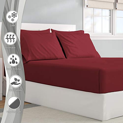 Pizuna Pure Combed Cotton King Size Fitted Sheets Rio Red, 600 Thread Count 100% Long Staple Cotton Fitted Sheet 150x200 cm - Image 2