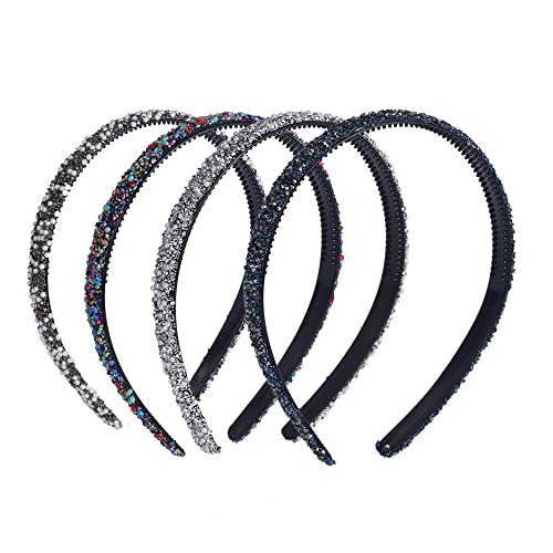 LifeDawn 4 Pieces Faux Pearl Rhinestone Headband Vintage Hairband Hair Hoops Imitation Diamond Crystal Hoop Headband Thin Headband for Women Girls Hair Accessory