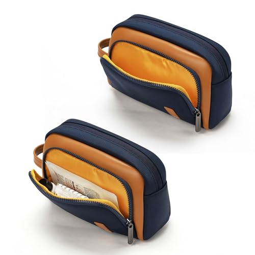 Image of MOKOBARA The Wonder Kit Small Travel Pouch Nylon and Vegan Leather Everyday Carry Organizer Water Resistant Cosmetic Makeup Pouch with Zipper Pockets for Men and Women (Coastline)