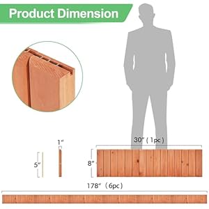 Yaheetech Wood Garden Fence,6pcs Outdoor Wooden Landscape Edging Flexible No Dig Decorative Border for Spring Yard Patio Pathway Courtyard Maintenance,Brown-178in Yaheetech Wood Garden Fence6pcs Outdoor Wooden Landscape Edging Flexible No Dig Decorative Border for Spring Yard Patio Pathway Courtyard MaintenanceBrown 178in