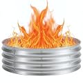 Flamaker 36 Inch Fire Pit Ring for Outside Wood Burning Smokeless Patio Round Galvanized Fire Pits Metal Fordable Outdoor Fireplaces for Camping, Backyard, Bonfire