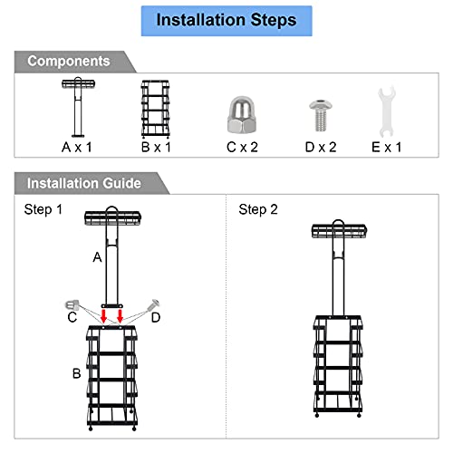 Toilet Paper Holder Stand Freestanding Paper Roll Dispenser With Shelf Toilet Tissue Holder For Bathroom Storage Holds Phone/Mega Rolls (Black) #TOP6