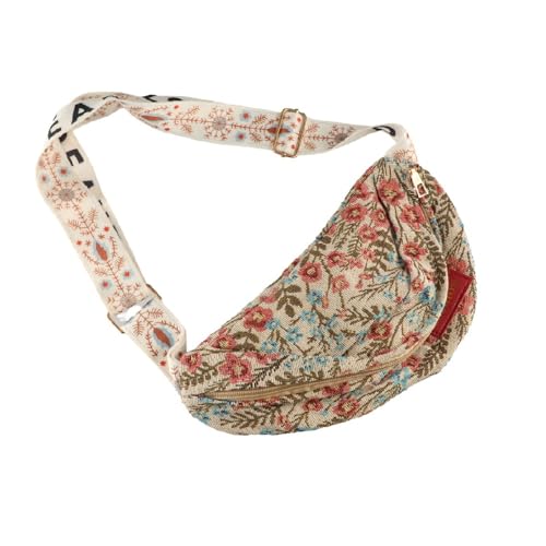 Bolsa de peito retrô de flores, bolsa de cintura com bolinho de massa, bolsa de cinto ajustável meia