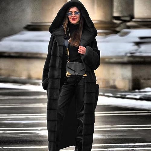 Winter Coats for Women Faux Fur Coat with Hood Plus Size Warm Fashion Fuzzy Open Front Long Cardigan Sherpa Overcoat2