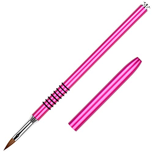 Ycyan 1Pcs Kolinsky Acrylic Nail Brush Size 4 Non-slip 3D Nail Art Brush Red