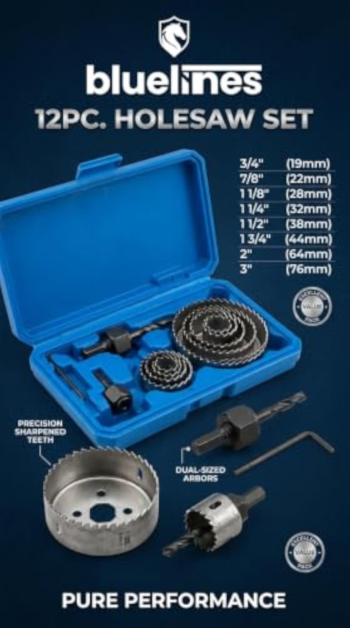 12PC Hole Saw Cutter Kit for Wood and Plastic Cutting