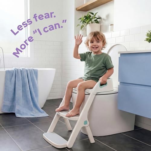 lalalark Potty Training Seat, 2-in-1 Toddler Toilet Seat with Steps, Upgrade Potty Step Stool for Toddler with Anti-Slip Pad Step Stool, Extended Splash Guard, Foldable Potty Ladder Boys Girls, Green — view 8