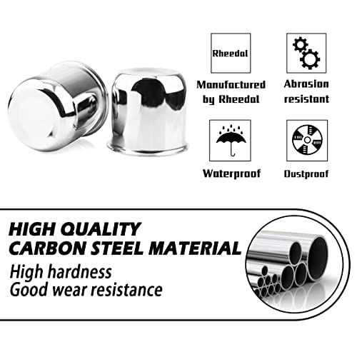 Rheedal 2Pcs 3.19Inch Trailer Wheel Center Caps Push Thru 3.19" Bore 3.17" Tall For Wheel Rim, Chrome Silver Wheel Cover #TOP5