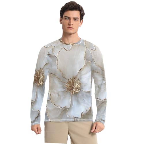 Marble White Beige Men's UPF 50+ Elastic Elasticity UV Sun Protection Shirts Hiking