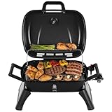 Royal Gourmet GT2006 Portable Tabletop Gas Grill, 12,000 BTU Output for Outdoor Camping, Foldable Legs, Piezo Ignition, Built-in Thermometer, for Tailgates and Camping Trips, Dark Gray