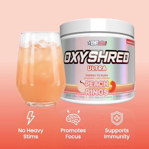 Image of EHP Labs OxyShred Pre Workout Powder - Peach Candy Rings, 33 Servings
