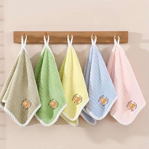 Image of DIVYAM Kids Bath Towel - 425 GSM Soft Microfiber Towel for Newborns, Toddlers & Kids - Lightweight, Absorbent - Cute Bear Print - Beige Color - 120 x 60 CM - Travel Friendly - Set of 1