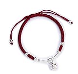 NUOGIC Real S925 Sterling Silver Bell Lucky Red Rope Bracelet for Women Gift (Rose-red)