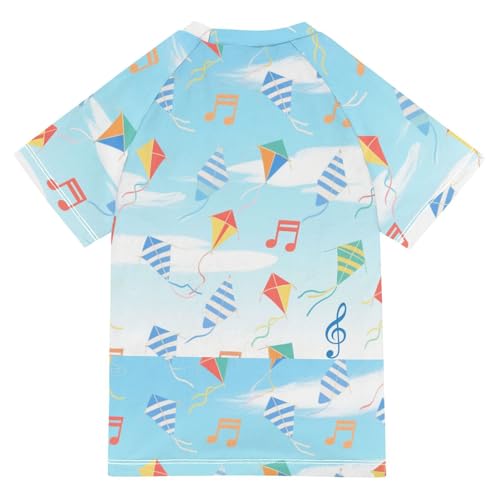 Colorful Kite Note Flying Short Sleeve Matching Bathing Suits for Kids Little Girls Swimsuit Rash Guard Swimsuit for 3-12 Years Traje de bano para nina2