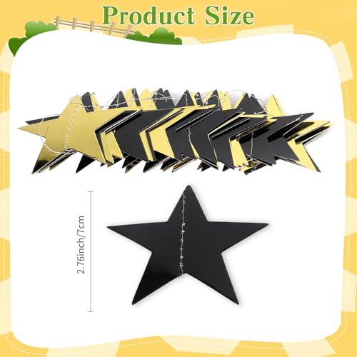 Image of Star Garland, Black Gold Star Garland Banner, 5PCS 66 Feet Double Side Star Hanging Bunting Banner Backdrop Little Star Paper Hanging Decor for Birthday Baby Shower Christmas Party Decorations
