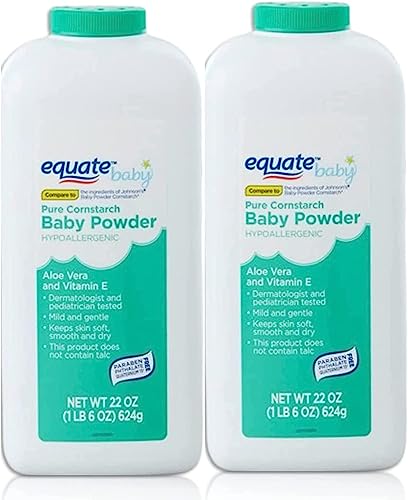 Pure Cornstarch Baby Powder Aloe and Vitamin E (22 oz - 2 Pack)