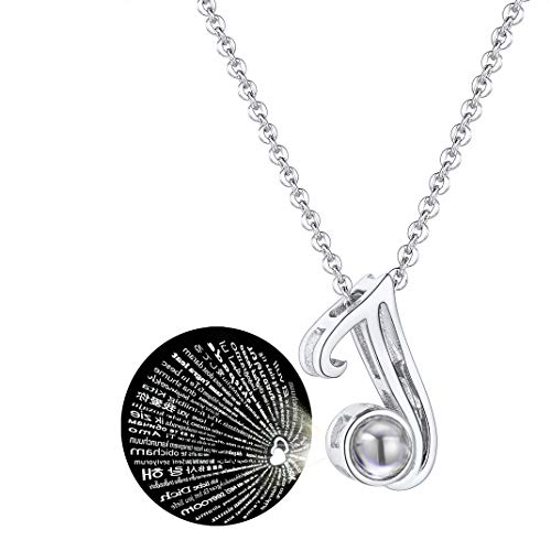GOLDCHIC JEWELRY i Love u Necklace in 100 Languages,Initial J Necklace for Women, I Love You Necklace, 100 Languages Projection Necklace,The Memory of Love Necklace [Silver]-with Gift Box